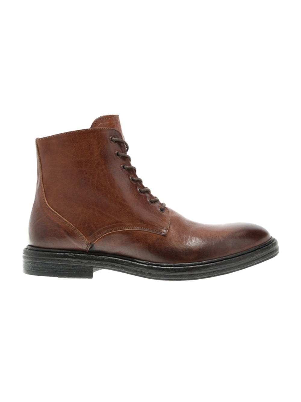 GravityPope Men's Brown Leather Lace-Up Boots with Yellow Laces Size 38.5